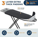Ironing Board Full Size, RAINHOL 54"x13" Heavy Duty Compact Ironing Board with Iron Rest, Heat Resistant Cover with Ultra Thick Padding, Height Adjustable Sturdy Iron Stand, Black by CozyNest Decor