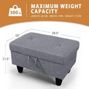Ottoman Rectangular Storage Ottoman Bench, Flannel Footrest Stool Footstool with Lid for Living Room, Bedroom, Entryway, Gray, 28.5"x19"x17.5" by CozyNest Decor