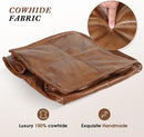 Leather Ottoman,Handmade Stuffed Square Ottoman,Genuine Leather Pouf, Foot Rest Pouf,Comfortable Soft Seating for Living Room & Bedroom (Brown, Square) by CozyNest Decor