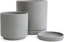 D'vine Dev 8 Inch & 10 Inch Ceramic Planter Pot for Plants with Drainage Hole and Saucer, Large Plant Pots Set, Grey, 94-G-L-3 by GreenHaven Gardens