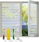 Window Privacy Film with Installation Tools, Static Cling, Anti UV, Heat Control, Ideal for Home Shower Office Glass Door (Stripes Pattern, 23.6X78.7Inch) by CozyNest Decor