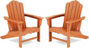 KINGYES HDPE Adirondack Chair Chair Set of 2, Classic All-Weather Adirondack Chair, Orange