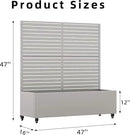 Casaphoria Metal Raised Garden Bed with Trellis and Wheels, 47"x47"x16" Planter Box for Climbing Plants, Vegetables & Vines, Features Drainage Holes and Privacy Screen (Grey-Louvered) by GreenHaven Gardens