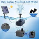POPOSOAP Solar Fountain Pump for Bird Bath, 6.5W Solar Water Fountain Pump with Upgraded Dry-run Protection & Double-layer Nozzles 5Ft Tubing for Pond, Bird Bath, Backyard Water Feature by GreenHaven Gardens
