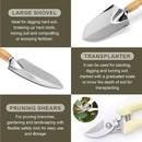 Gardening Tools Set of 9 Garden Hand Tools with Wooden Handles with Garden Bag for Tools Durable Hand Tools for Gardening,Weeding,Ideal Gifts for Women,Men,Parents and Grandparents by GreenHaven Gardens