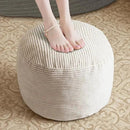 Round Stuffed Pouf Ottoman, Foot Stools Ottoman,Corduroy Poufs with Foam Chunk Filling, Furry and Fluffy Storage Ottomans, 20 X 15 Floor Poufs Foot Rest for Living Room by CozyNest Decor