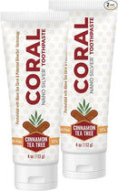 Coral Nano Silver Cinnamon Tea Tree Toothpaste, Natural Fluoride Free Teeth Whitening Toothpaste, Coral Calcium Nano Silver Infused SLS Free 4 Ounce by CozyNest Decor