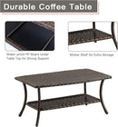 Patio Tables Outdoor Coffee Table - Wicker Rattan Coffee Tables with 2-Tier Storage Shelf Side Table for Porch Deck Balcony Garden Outside Rectangle Brown by GreenHaven Gardens