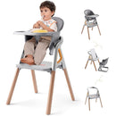 CoziBB Baby High Chair, 6 in 1 Convertible Growing Baby Highchairs for Babies and Toddlers, Baby Chair with Adjustable Dining Tray and Seat, 5-Point Safety Belt, Grey by TinyTreasures Baby Boutique
