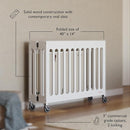 Foundations Boutique Folding Mini Baby Crib - Compact, Portable, Wooden Hotel Crib, Foldable Compact Cribs for Baby & Toddlers - Includes 3" Foam Mattress - White by TinyTreasures Baby Boutique