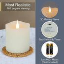 Flameless Candles Battery Operated with Remote Timer, 3D Moving Flame Flickering, Last 600+ Hours Battery Candles, 3" x 3" Ivory Real Wax Electric LED Candle for Wedding Party, Set of 2 by CozyNest Decor