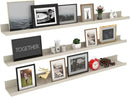 Giftgarden 47 Inch Floating Shelves for Wall Creamy White Beige Wood-Grain, Long Picture Ledge Large Wooden Photo Shelf for Living Room Bedroom Nursery Office, Set of 3 Different Sizes by CozyNest Decor