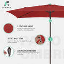 JEAREY 6.5x10 ft Rectangular Patio Umbrellas Outdoor Market Umbrella with Push Button Tilt and Crank, Rectangle Table Umbrella 6 Sturdy Ribs UV Protection for Pool Garden Backyard Deck, Red by GreenHaven Gardens