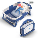 Baby Bathtub,Collapsible Baby Bath Tub with Thermometer & Soft Floating Cushion,Portable Travel Baby Bathtubs for Newborns to Toddlers 0-36 Months(Bear Blue) by TinyTreasures Baby Boutique