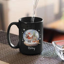 Custom Snow Ball Design Mug With Name, Personalized Black Cup 11oz 15oz, Snow Ball With Santa Claus And Christmas Tree Inside Design, Customized Christmas Themed Coffee Cup by CozyNest Decor
