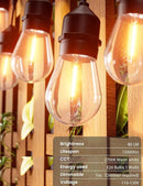 Svater Outdoor Led String Lights 25 FT, Patio Lights for Outside with 9pcs S14 Shatterproof Bulbs, 1 Watt E26 Dimmable, IP65 Waterproof, Commercial Grade Bistro Light 2700K Warm White by CozyNest Decor