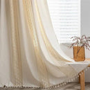 Sutuo Home Boho Curtain Crochet Dots Patchwork Semi-Blackout Bohemian Handmade Tassels, Rod Pocket Window Treatment Vintage Rustic Farmhouse Drapes for Living Bedroom, 1 Panel 59" W x 96" L, Beige by CozyNest Decor
