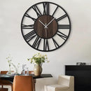 LEIKE 32" Oversized Large Wall Clocks,Silent,Non Ticking,Battery Operated Modern Round Big Wood Decorative Metal Wall Clock for Living Room, Bedroom,Kitchen,Farmhouse,Office Decor - Black,32 Inch by CozyNest Decor
