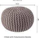REDEARTH Round Pouf Foot Stool Bean Bag Ottoman - Hand Knitted Boho Pouffe - Home Decor Poof - Stuffed Foot Rest for Living Room - Nursery - Bedroom - Patio (19.5"x19.5"x14") - Taupe by CozyNest Decor