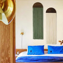 Flber 2 Pcs Macrame Wall Hanging Boho Decor Wall Tapestry Handmade Round Tassel 13.7" W x 51" L For Living Room Bedroom Headboard Decor by CozyNest Decor
