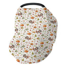 Thanksgiving Turkey Pumpkins Car Seat Covers Vintage Autumn Leaves Stretchy 5-in-1 Cover Adjustable Infant Carseat Cover Canopy Fall Harvest Breathable Nursing Cover-Up by TinyTreasures Baby Boutique