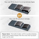 In-Drawer Knife Block - Bamboo Knife Drawer Organizer for Kitchen - Fits 5 Long + 6 Short Knives, Store Knives with Blades Pointing Down - Wooden Steak knife Holder without Knives (Grey) by CozyNest Decor