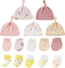 Newborn Baby Boy Girl Caps Mittens Socks Set Cotton Baby Essentials Accessories (Hats+Gloves+Socks) by TinyTreasures Baby Boutique