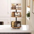 HOOBRO 3-Tier Lazy Susan Organizer, Rotating Spice Rack, Turntable Spice Rack, Vertical Storage Organizer, for Kitchen Countertop, Vanity, Dining Table, Rustic Brown and Black BF09TL01 by CozyNest Decor