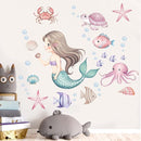 Mermaid Wall Stickers for Girls Bedroom: Peel and Stick Under The Sea Turtle Marine Ocean Fish Starfish Shell Wall Decals - Baby Nursery Girl Room Toddler Room - Kids Supplies Ages 1-12 Year by TinyTreasures Baby Boutique