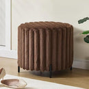 Furniliving Modern Round Ottoman, Large Size Bedroom Ottoman Footstool Round Ottomans Stool for Living Room, Bedroom, Makeup Room, Brown, Faux Fur by CozyNest Decor