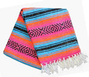 Del Mex Classic Mexican Blanket, Large Authentic Woven Falsa Throw (70"x50"), Artisan Southwest Décor for Beach, Yoga, Outdoors (Turquoise/Pink/Orange) by CozyNest Decor