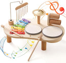 Promise Babe Wooden Musical Instruments for Toddlers 1-3, Percussion Instruments for Kids Baby Drum Set Xylophone, Montessori Educational Musical Toys, Gifts for Girls Boys Ages 3+ by TinyTreasures Baby Boutique