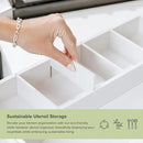 Adjustable Kitchen Drawer Organizer for Utensils and Junk, Food-Safe Contract Grade with 100% Sustainable Wood, Expandable from 10.5 to 19 Inches Wide - White Bamboo by CozyNest Decor