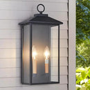 18 Inch Wall Light in Clear Glass and Textured Black and Golden Candle Cap Sleeve,Outdoor Lighting Wall Sconce,2-Light 120watts for House Doorway Garage,Bulb Not Included. by CozyNest Decor