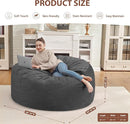 3FT Bean Bag Chair, Comfy Bean Bag Chairs with Memory Foam Filled, Fluffy Beanbag Sofa with Dutch Velvet Cover, Round BeanBag Chairs for Living Room, Playroom- Grey by TinyTreasures Baby Boutique