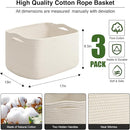Large Storage Baskets for Organizing Shelves, Woven Cotton Rope Bins for Baby Nursery Organization, Book Toy Towel Organizer, 17"x13"x9.5", 3 Packs, Off White by TinyTreasures Baby Boutique