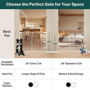 Cumbor 34" Extra Tall No Bottom Bar Baby Gate for Stairs, Auto Close Dog Gate Indoor for Larger Pets, 31.6-48" Hardware Mounted Safety Gate for Doorways, Wide Walk Thru Door for Easy Access (White) by TinyTreasures Baby Boutique