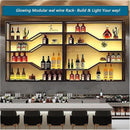 105in Large Wall Mounted Wine Rack with LED Light, 5-Tiers Liquor Bottles Display Shelf with Glasses Holder, Metal Home Bar Shelves with Iron Frame for Kitchen Dining Room (Black, 105in/8.72ft) by CozyNest Decor