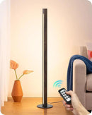 EDISHINE Floor Lamps for Living Room, Upgraded Dual-Sided Lighting, Wooden Corner Floor Lamp, LED Corner Lamp with Remote/Foot Control, 7CCT & Dimmable Standing Lamp for Bedroom, Office, Dark Walnut by CozyNest Decor