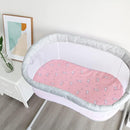 Bassinet Sheet 4 Pack for Baby Girls, Bassinet Sheets Universal Fit for Rectangle, Oval, Hourglass Bassinet Pad/Mattress, Stretchy Bassinet Sheets, Pink Print by TinyTreasures Baby Boutique