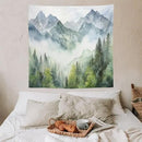 HZOHNAGO Mountain Tapestry Misty Green Forest Mountain Pattern Printed Wall Tapestry Wall Hanging for Bedroom Living Room Dorm 60" W x 60" H by CozyNest Decor