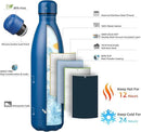 Insulated Water Bottles,25 oz Double Wall Stainless Steel Vacumm Metal Flask for Sports Travel,Blue by CozyNest Decor
