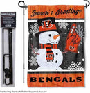 Cincinnati Bengals Holiday Snowman Garden Flag and Flagpole Mount by GreenHaven Gardens