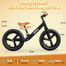 Ridego 12 or 14 Inch Balance Bike for Kids 2-6 Year Old,Lightweight Kids Bike with Adjustable Seat, Push Bicycle with Air Rubber Tires，Ride-on Toys Birthday Gift by TinyTreasures Baby Boutique