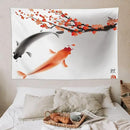 Japanese Koi Fish Tapestry, Cherry Blossoms Asian Oriental Flower Branch Koi Fish Carp Tapestries Wall Hanging for Bedroom Living Room Office Decor 60"x40" by CozyNest Decor
