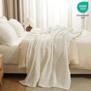 PHF 100% Cotton Waffle Weave Throw Blanket, Soft Lightweight Breathable Cozy Summer Throws for Couch Bed Sofa, Luxury Aesthetic Woven Blanket for Home Decor & Office, 50"x60", Ivory by CozyNest Decor