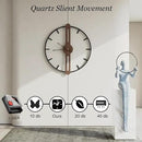 Modern Walnut Dial Wall Clock, Wood Large Wall Clock Decor Metal Frame Silent Non Ticking for Living Room, Bedroom, Kitchen, Study Decoration, Handmade Home Present Idea, 24 in （60 cm） by CozyNest Decor