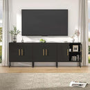 LYNSOM TV Stand for 85 Inch TV, Media Entertainment Center Console Table, 3 Cabinets, TV Console Table with Storage Cabinet for Bedroom, Living Room, Entertainment Room (Black) by CozyNest Decor