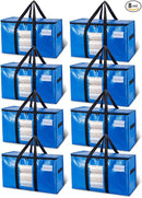 TAILI Extra Large Moving Bags, 8 Pack Blue Heavy Duty Totes For Storage with Visible Window, Wrap Around Handles, Storage Bags for Space Saving, Alternative to Moving Boxes by TinyTreasures Baby Boutique