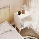 Fluted Night Stand with Opening Storage,Mid Century Bedside Table with Drawer,Modern Nightstand with Solid Wood Legs,End Table Side Table for Living Room,Bedroom,White CTG56W by CozyNest Decor